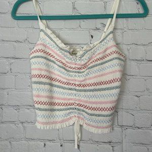 Urban Outfitters Smocked Tie Crop Tank, New With Tags, Color: Ivory, Size: Med